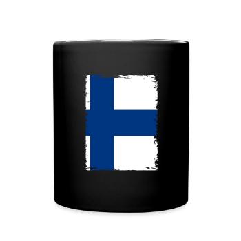 Finland Flag Suomi Finnish Flag Used Look - Full Colour Mug - black - Front