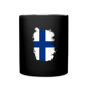 Finland Flag Suomi Finnish Flag Used Look - Full Colour Mug - black - Front