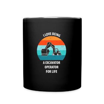 Excavator Excavator Driver Excavator Truck - Full Colour Mug - black - Front