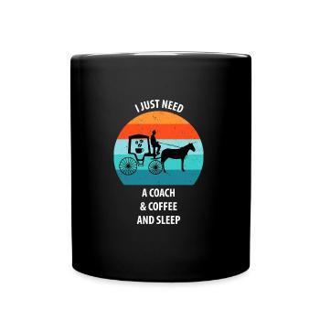 Kutscher Kutsche Pferdekutscher Kaffee - Tasse einfarbig - Schwarz - Vorne