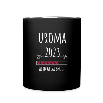 Uroma 2023 Schwangerschaft Urgroßmutter Geschenk - Tasse einfarbig - Schwarz - Vorne