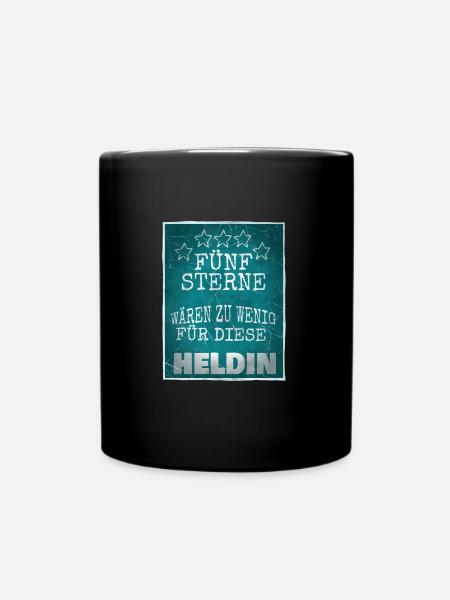 Fünf Sterne für Heldin - Tasse einfarbig - Schwarz