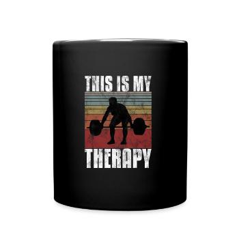 Bodybuilding is my therapy Bpdybuilder GYM Retro - Tasse einfarbig - Schwarz - Vorne