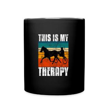 This is my therapy Trabrennen Trabreiten Retro - Tasse einfarbig - Schwarz - Vorne