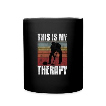 Curling is my Therapy Curler Eisstockschießen - Tasse einfarbig - Schwarz - Vorne