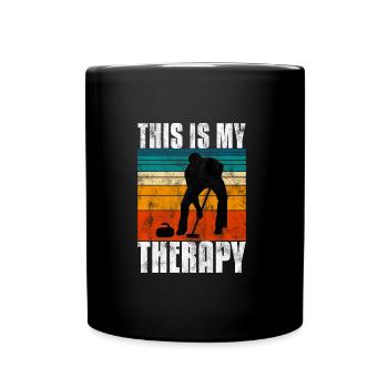 Curling is my Therapy Curler Eisstockschießen - Full Colour Mug - black - Front