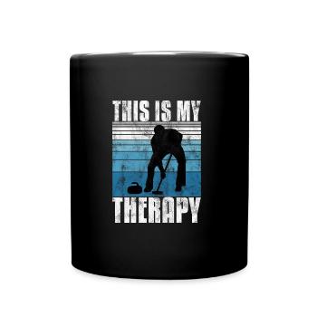 Curling is my Therapy Curler Eisstockschießen - Tasse einfarbig - Schwarz - Vorne