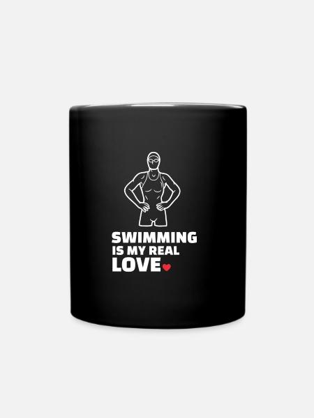Ich Liebe Schwimmen - Tasse einfarbig - Schwarz