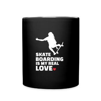 Ich Liebe Skateboarden - Tasse einfarbig - Schwarz - Vorne