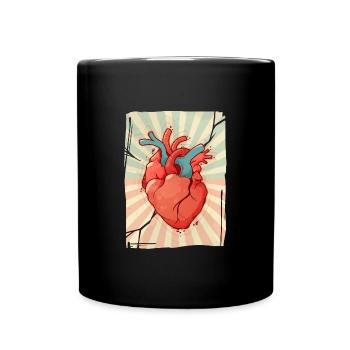Cœur bleu et rouge - Mug uni - noir - Devant