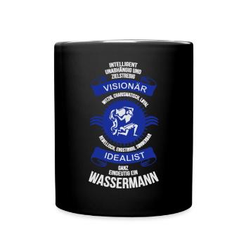 Sternzeichen Wassermann - Tasse einfarbig - Schwarz - Vorne