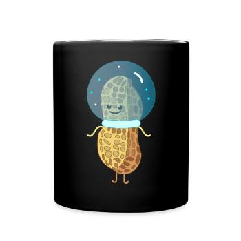 Erdnuss als Astronaut - Tasse einfarbig - Schwarz - Vorne
