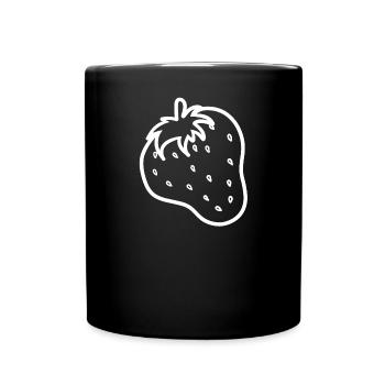 Erdbeere - Tasse einfarbig - Schwarz - Vorne