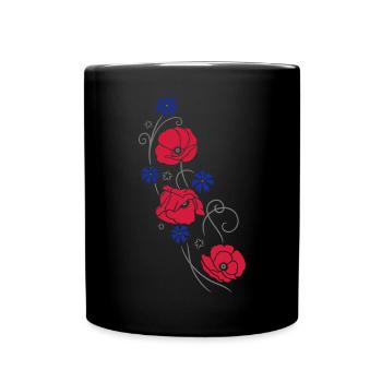 Mohnblumen und Kornblumen. Sommer Design. - Tasse einfarbig - Schwarz - Vorne