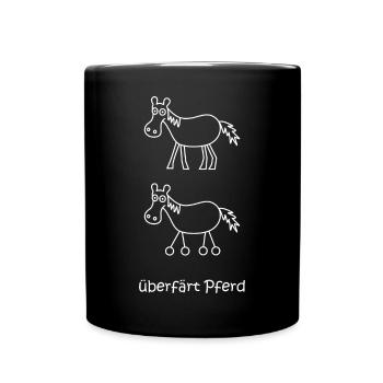 überfärt Pferd, überfahren, Pferd Pferd mit Rädern - Tasse einfarbig - Schwarz - Vorne
