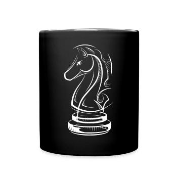 Schach Pferd Zeichnung SKizze Schachspieler Logo - Tasse einfarbig - Schwarz - Vorne