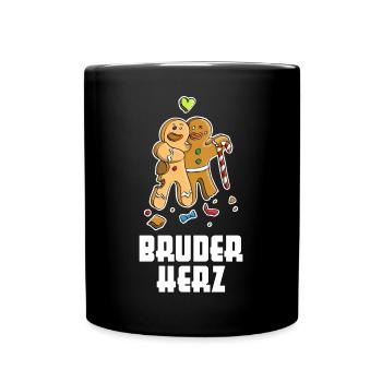 Lebkuchen Bruder Herz Weihnachten lustiger Spruch - Tasse einfarbig - Schwarz - Vorne