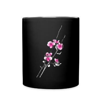 Cherry Blossom Blossoms Branch Branch - Full Colour Mug - black - Front