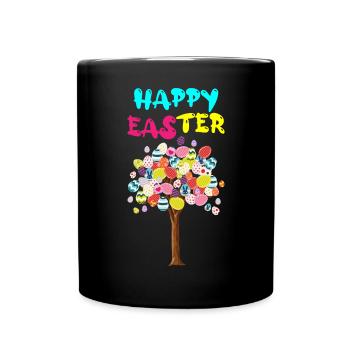 Happy Easter Egg Tree With Easter Rabbit Egg - Full Colour Mug - black - Front