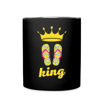 roi des vacances - tongs et couronne - Mug uni - noir - Devant