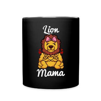 Lion Mama Herz Damen Mädchen Löwen Liebe Löwenmama - Tasse einfarbig - Schwarz - Vorne