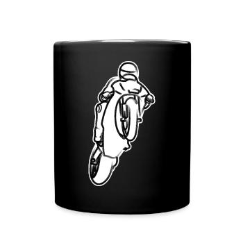 Wheelie extrême avec moto à la course - B/W - Mug uni - noir - Devant