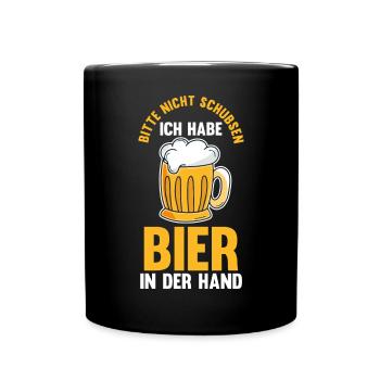Party Saufspruch Bier - Tasse einfarbig - Schwarz - Vorne