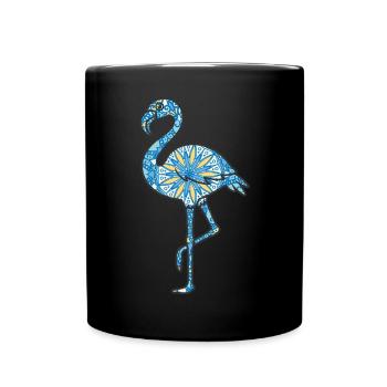 Mandala Flamingo Geometrisches Muster Kunst - Tasse einfarbig - Schwarz - Vorne