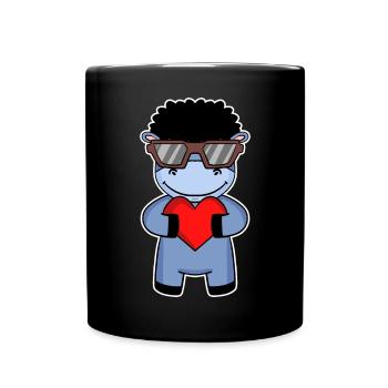 Âne avec lunettes de soleil et cœur - Mug uni - noir - Devant