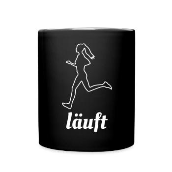 läuft Joggen Laufen Laufshirt - Tasse einfarbig - Schwarz - Vorne