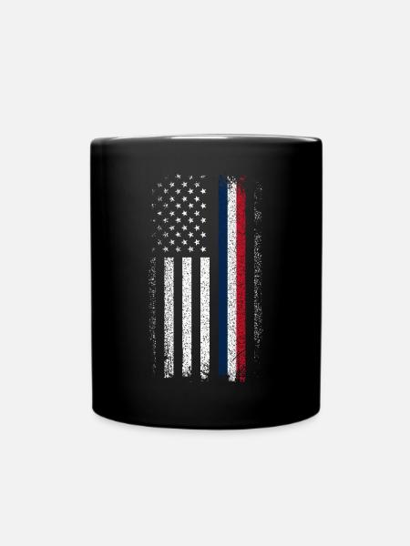 Drapeau en difficulté : Ligne bleue-rouge - Mug uni - noir