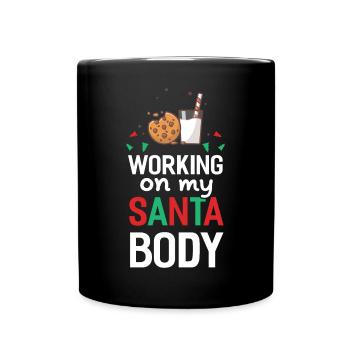 My Santa Body - Geschenk, Weihnachten, Xmas Bauch - Tasse einfarbig - Schwarz - Vorne