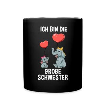 Elefanten Große Schwester - Ich bin der große - Tasse einfarbig - Schwarz - Vorne
