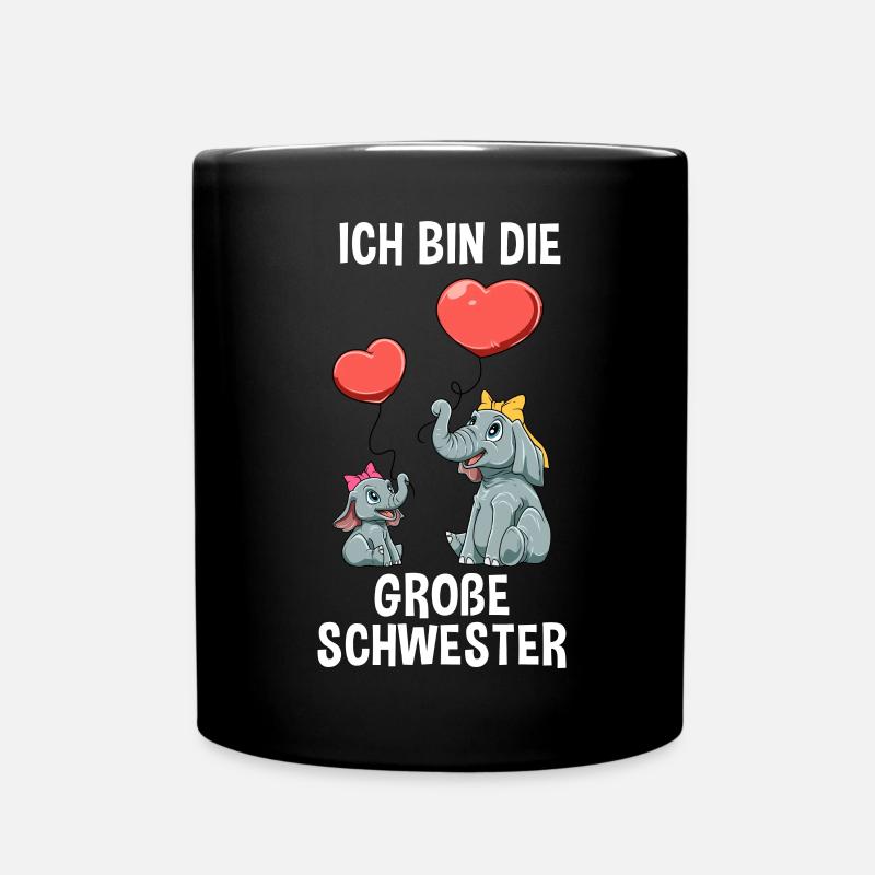 Elefanten Große Schwester - Ich bin der große - Tasse einfarbig - Schwarz