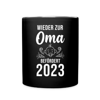 Großmutter 2023 Schwanger Werdende Oma - Tasse einfarbig - Schwarz - Vorne