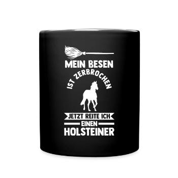 Pferd Reitsport Reiten Pferdesport Holsteiner - Tasse einfarbig - Schwarz - Vorne