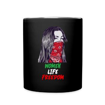 Women Life Freedom Iranische Flagge Frauenrechte - Tasse einfarbig - Schwarz - Vorne