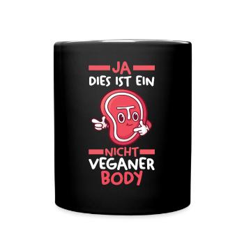 Anti Vegan - Tasse einfarbig - Schwarz - Vorne