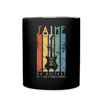 Guitare j'aime ma guitare humour guitariste cadeau - Mug uni - noir - Devant