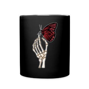 Skeleton Hand Butterfly - Full Colour Mug - black - Front