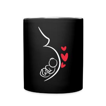 Baby Bump Maman Bébé Enceinte Coeur Grossesse - Mug uni - noir - Devant