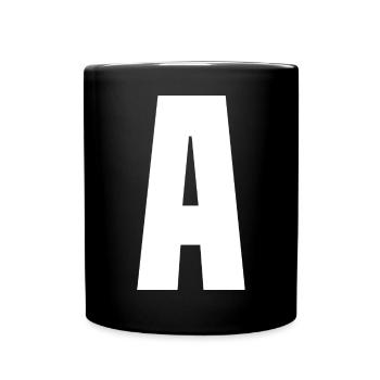 Letter A - Monogram Initial - Monogrammed Name - Full Colour Mug - black - Front