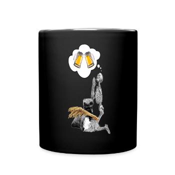 Skeleton prays beer of wheat dream thinking - Full Colour Mug - black - Front