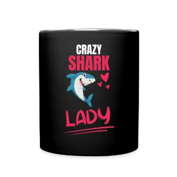 Crazy Shark Lady Cadeau Ocean Animal Shark - Mug uni - noir - Devant