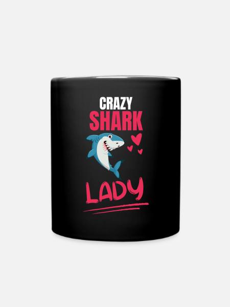 Crazy Shark Lady Cadeau Ocean Animal Shark - Mug uni - noir