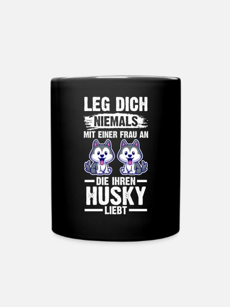 Hund Husky - Tasse einfarbig - Schwarz
