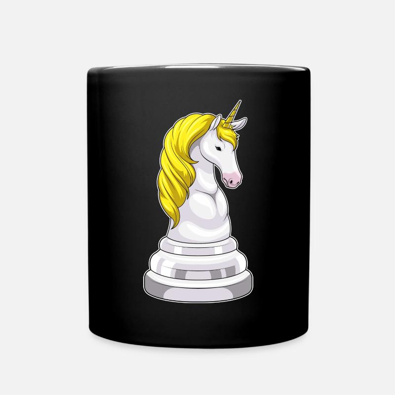 Einhorn Schachfigur Springer Schach - Tasse einfarbig - Schwarz