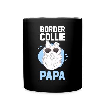 Hund Border Collie Papa - Tasse einfarbig - Schwarz - Vorne