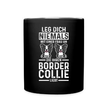 Hund Border Collie - Tasse einfarbig - Schwarz - Vorne