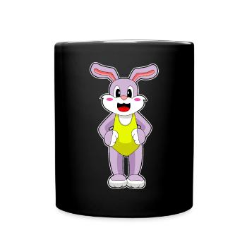 Hase Schwimmen Badeanzug Sommer - Tasse einfarbig - Schwarz - Vorne